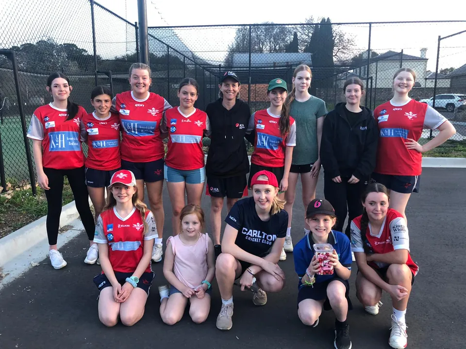 Girls at Gisborne's Come and Try Day in club shirts